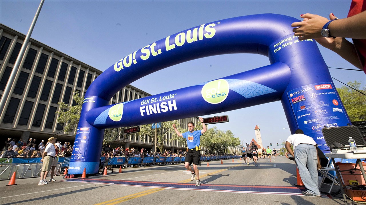 Opblaasbare custom boog -St Louis start finish boog hardlopen inflatable custom arch