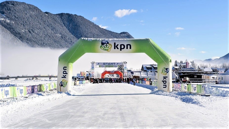 Opblaasbare wedstrijd boog - Publiair voor KPN start finish sport boog schaatsen inflatable arch